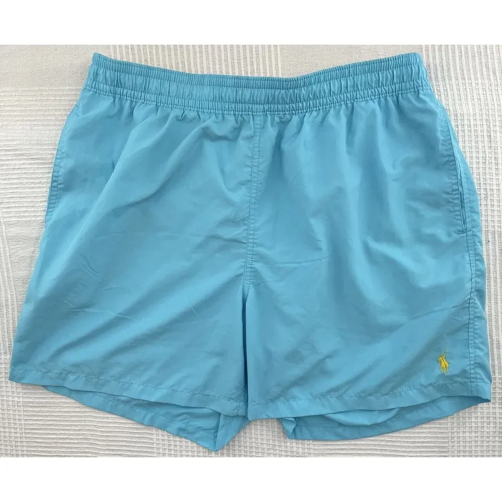 Polo Ralph Lauren Men's Lt Blue Swim Trunks Size XXL/2XL Inside Pocket‎ Unlined
